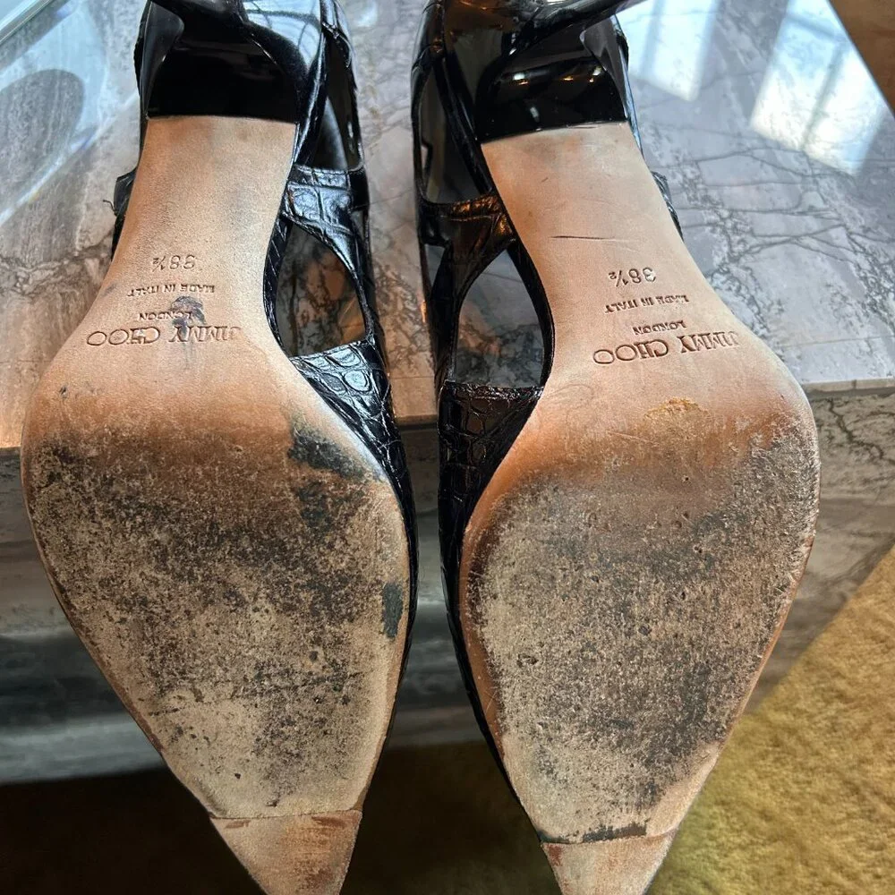 Jimmy Choo Encore Pump in Printed Mock Crock Black 38.5 - Picture 3 of 7